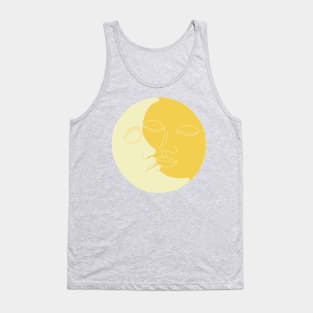 Vintage solar eclipse sun and moon faces Tank Top